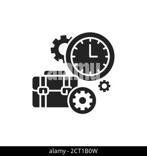Work time color line icon. Effective time spending. Workflow management, planning and control concept. Business process. Sign for web page, mobile app Stock Vector