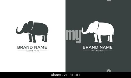 Elephant personable logo on white and gray background Stock Vector