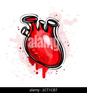 Vector illustration of abstract grunge heart, blood Stock Vector