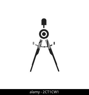 Diveder black glyph icon. Architect drafting tool concept. School supplies. Sign for web page, mobile app, banner, social media Stock Vector