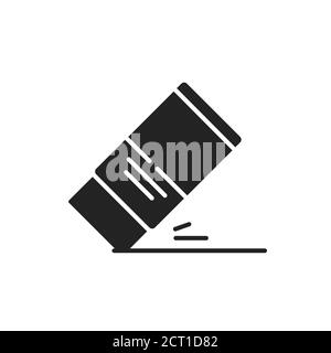 Eraser black glyph icon. Mistake removal tool concept. School, office supplies. Sign for web page, mobile app, banner, social media Stock Vector