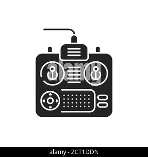 Remote controller for car, drone, fly and other devices and toys black glyph icon. Remote control panel with display and sticks concept. UI UX screen Stock Vector