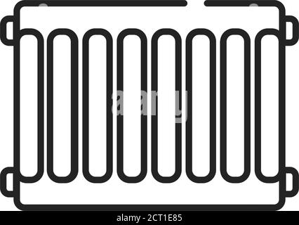 Steel radiators of heating in the house black line icon on white background. Home heating. Pictogram for web page, mobile app, promo. UI UX GUI design Stock Vector