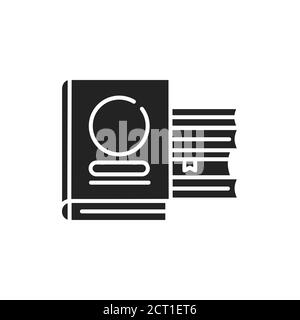 Books black glyph icon. Library concept. School textbooks with bookmarks. Education. School supplies. Sign for web page, mobile app, banner, social Stock Vector