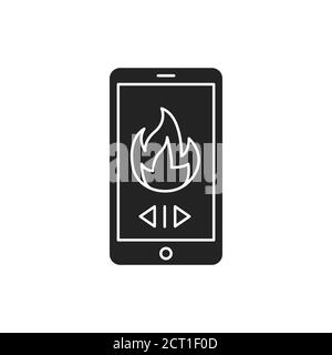 Remote control of heating in the house black glyph icon. Home heating. Heat regulation in the house. Pictogram for web page, mobile app, promo. UI UX Stock Vector