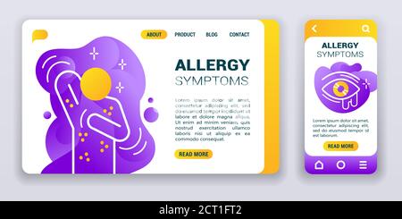 Allergy symptoms web banner and mobile app kit. Cross platform. Stock Vector