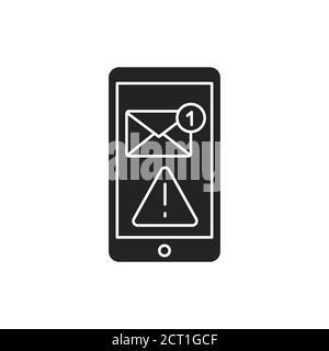 Email scam black glyph icon on white background. Web fraud. Mailing of letters. Spamming attack. Pictogram for web page, mobile app, promo. UI UX GUI Stock Vector