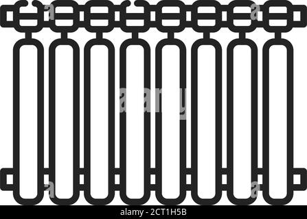 Aluminum battery black line icon on white background. Heat in the house. House temperature. Pictogram for web page, mobile app, promo. UI UX GUI Stock Vector