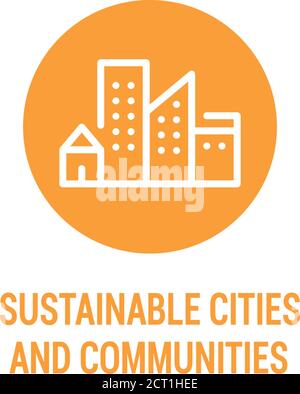 Sustainable cities and communities color icon. Creating career and ...