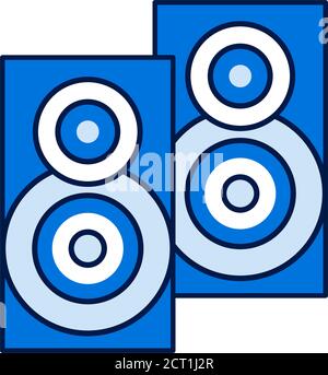 Music column audio speakers line color icon. Stereo music sound system cinema column. Party element. Sign for web page, mobile app, banner, social Stock Vector