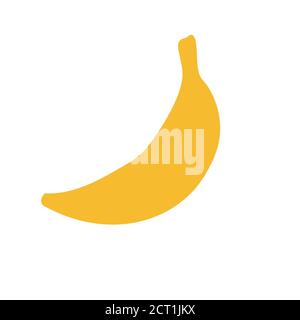 Hand drawn fruit. Colored banana. Simple and funny vector illustration for your design. Yellow fruit isolated on white background in trendy organic Stock Vector