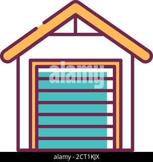 Garage color line icon. Building where a car is kept. Built next to or as part of a house. Pictogram for web page, mobile app, promo. UI UX GUI design Stock Vector