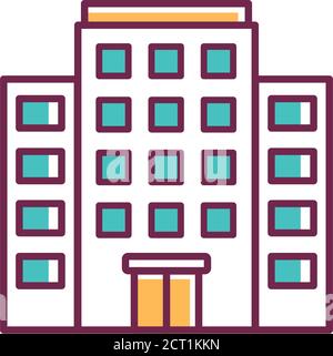 Multi-storey building color line icon. Building with several floors at different levels above the ground. Pictogram for web page, mobile app, promo Stock Vector
