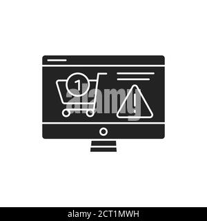 Fraud online shopping black glyph icon. Involve scammers pretending to be legitimate online sellers, either with a fake website or a fake ad on a Stock Vector