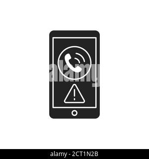 Mobile scam black glyph icon on white background. Phone call from an unknown number. Phone Call Security. Pictogram for web page, mobile app, promo Stock Vector