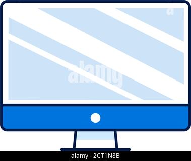 Computer display color line icon. Front view. Electronic device. Pictogram for web page, mobile app, promo. Editable stroke. Stock Vector