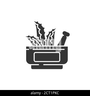 Aloe in medicine black glyph icon. Aloe is found in many medical supplies. Improves human health. Alternative medicine. Pictogram for web page, mobile Stock Vector