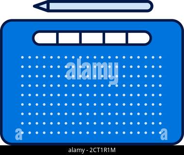 Tablet for drawing color line icon. Device that enables a user to hand-draw images with a special pen-like stylus. Pictogram for web page, mobile app Stock Vector