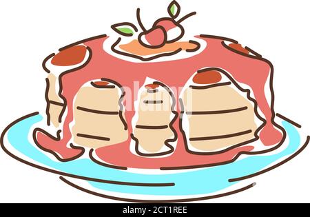 Pancakes color line icon. Baking with syrup. Breakfast concept. Pictogram for web page, mobile app, promo. UI UX GUI design element. Editable stroke. Stock Vector