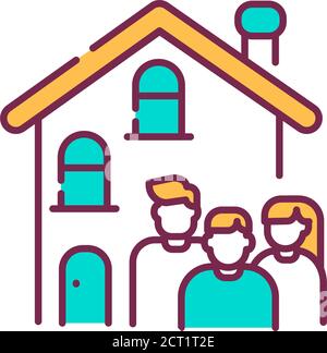 Rent a house for family allowed with children color line icon. Temporary use of property. Pictogram for web page, mobile app, promo. UI UX GUI design Stock Vector