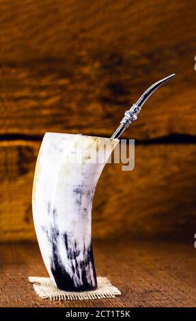 Tereré ou tererê is a typical South American drink made with the infusion of yerba mate in cold water. Of Guarani origin, it can be consumed with lemo Stock Photo