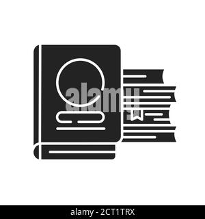 Books stack black glyph icon. Pictogram for web page, mobile app, promo. UI UX GUI design element Stock Vector