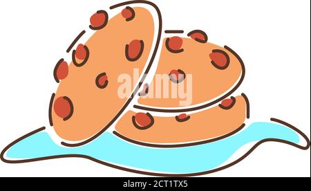 Cookie color line icon. Traditional chocolate chip cookies. Pictogram for web page, mobile app, promo. UI UX GUI design element. Editable stroke. Stock Vector