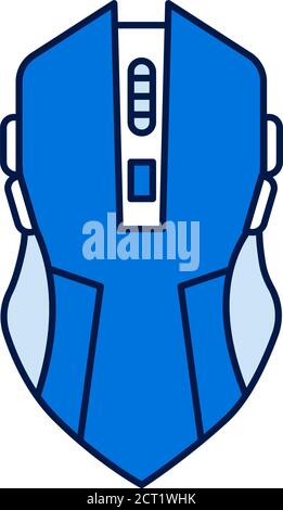 Gaming computer mouse color line icon. Input device. Moving a cursor to different items on the screen. Effective in computer games. Pictogram for web Stock Vector
