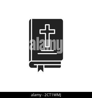 Bible black glyph icon. The account of God s action in the world, and his purpose with all creation. Pictogram for web page, mobile app, promo. UI UX Stock Vector