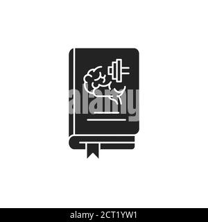 Self development book black glyph icon. Improvement personal skills. Pictogram for web page, mobile app, promo. UI UX GUI design element. Stock Vector
