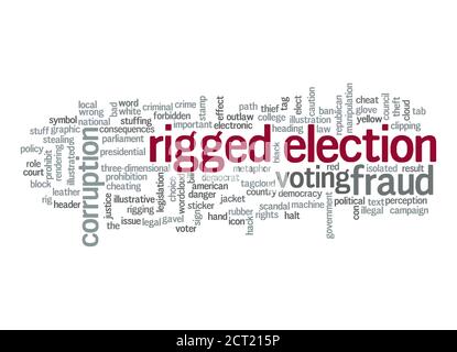 Rigged election word cloud concept on white background Stock Photo