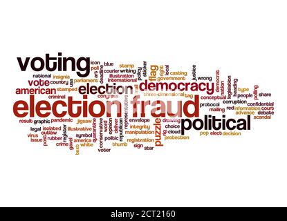 Election fraud word cloud concept on white background Stock Photo