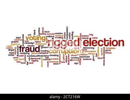 Rigged election word cloud concept on white background Stock Photo