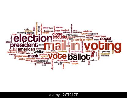 Mail-in voting word cloud concept on white background Stock Photo