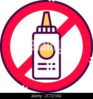 Mustard free line color icon. Allergenic ingredient. Food intolerance. Sign for web page, mobile app, button, logo. Vector isolated button. Editable Stock Vector