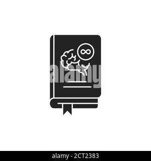 Philosophy book black glyph icon. The study of general and fundamental questions about existence, knowledge, values, reason, mind, and language. UI UX Stock Vector