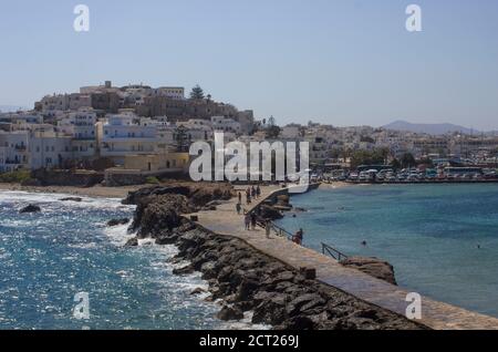 NAXOS, GREECE - AUGUST 16 2016: Naxos Chora skyline in Greece at day time Stock Photo