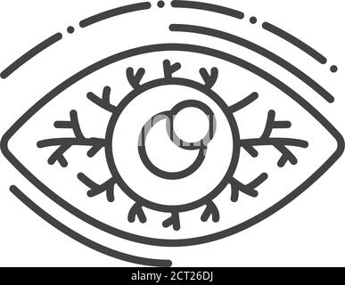 Eye inflammation line black icon. Infectious diseases. Conjunctivitis. Allergy symptoms. Sign for web page, mobile app, button, logo. Vector isolated Stock Vector