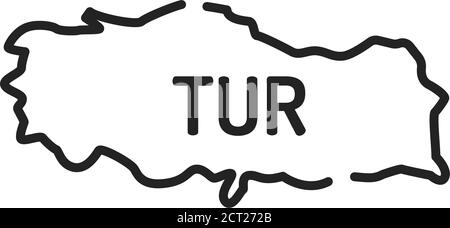 Turkey map black line icon. Border of the country. Pictogram for web page, mobile app, promo. UI UX GUI design element. Editable stroke. Stock Vector