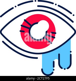 Conjunctivitis line color icon. Infectious diseases. Eye inflammation. Allergy symptoms. Sign for web page, mobile app, button, logo. Stock Vector