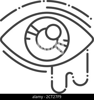 Conjunctivitis line black icon. Infectious diseases. Eye inflammation. Allergy symptoms. Sign for web page, mobile app, button, logo. Vector isolated Stock Vector