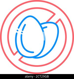 Eggs free line color icon. Allergenic ingredient. Food intolerance. Sign for web page, mobile app, button, logo. Vector isolated button. Editable Stock Vector