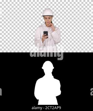 Scientist Using Phone Texting Message, Alpha Channel Stock Photo