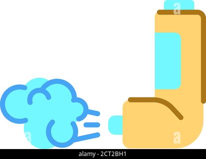 Throat spray line color icon. Asthma inhaler. First aid. Lung disease treatment. Sign for web page, mobile app, button, logo. Stock Vector