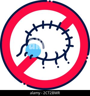 Mite allergy line color icon. Pest disinfection. Stop parasitic insects. Sign for web page, mobile app, button, logo. Stock Vector