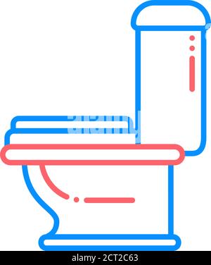 Toilet line color icon. Allergy symptom: diarrhea, nausea. Sign for web page, mobile app, button, logo. Stock Vector