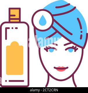 Washing head color line icon. Hairdresser service. SPA, Beauty salon. Pictogram for web page, mobile app, promo. Stock Vector