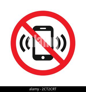 No phone red prohibition vector sign. No cellphones allowed zone symbol. Stock Vector