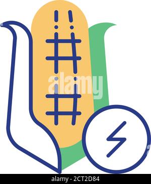 Biomass line color icon. Eco energy and biofuel. Alternative energy vector pictogram. Eco friendly. Green technology symbol. Button for web page, app Stock Vector