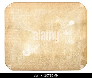 Used paper card. Old cardboard with stains isolated on white background Stock Photo